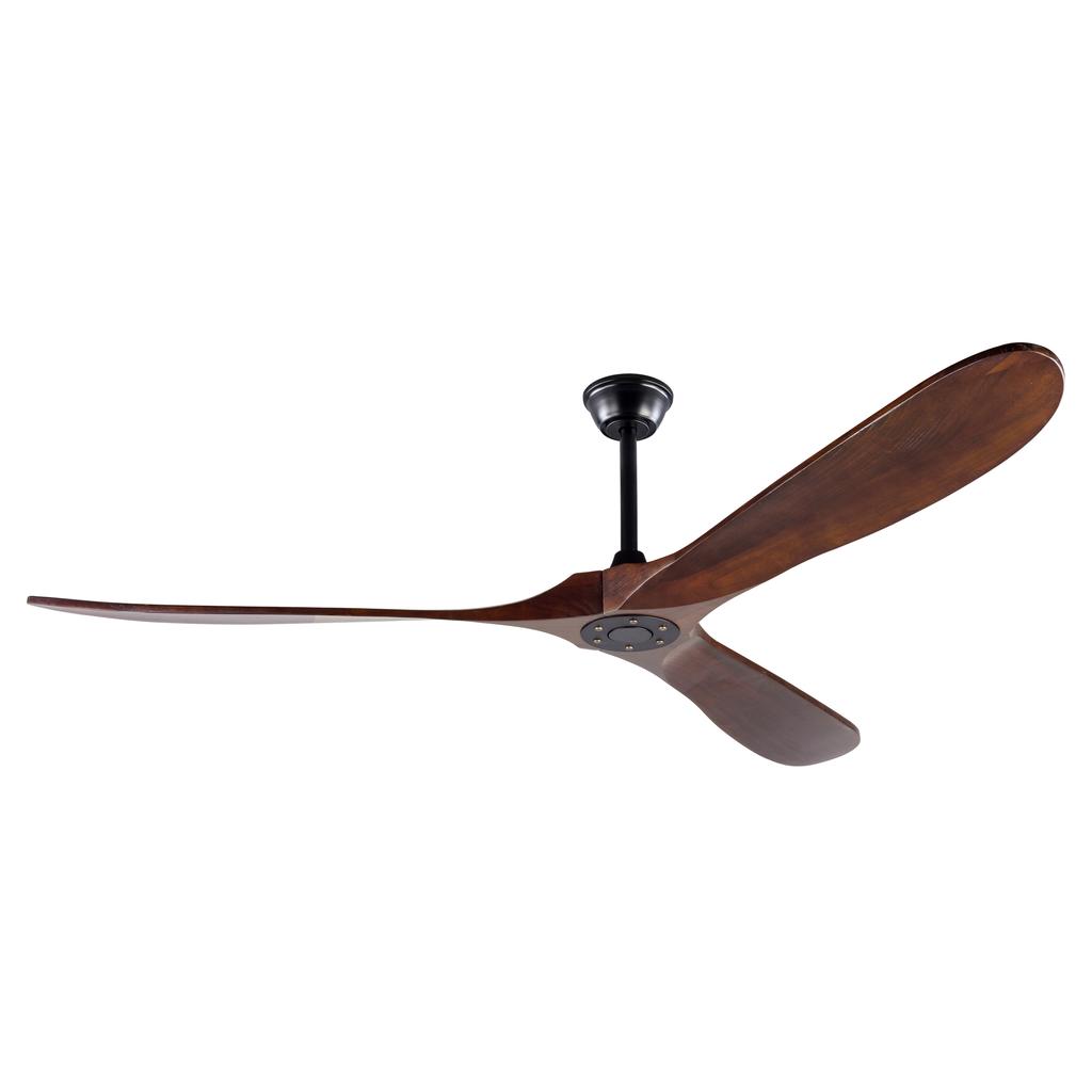 Ventilatore da soffitto da 70 pollici senza luce, Ventilatore da soffitto da esterno in legno color noce, Extra large, Impermeabile, con asta di prolunga, Design moderno mid-century