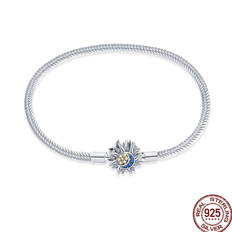 100% Silver Bracelet Fit Original Design Beads Charms DIY Jewelry Making Dazzling CZ Chain Bracelet For Women