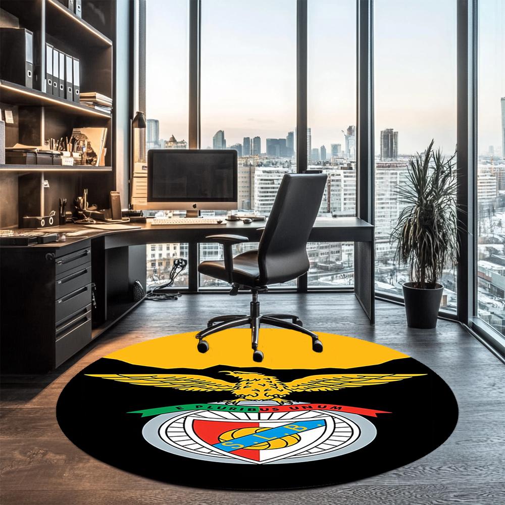 S.L. Benfica Printed Round Rug Carpet Chair Rug Area Rug Entryway Doormats,for Office Chair Living Room Bedroom Kitchen Room.