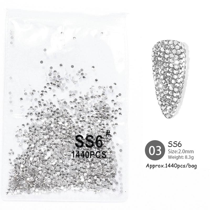 1440PCS Multi-size Crystal Nail Rhinestones Flat Bottom Clear Jewel Gems DIY Nail Art Decorations Strass Stones