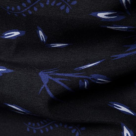 Camisa Casual para Mujer con Cuello Vuelto, Manga Larga, Estampado de Hojas, Botones, Corte Slim, Talla Grande