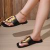 Women Flip Flops Slippers   Summer Outdoor Metal Buckle Designer Shoes Casual Comfortable Slip-On Sandals Slides Women
