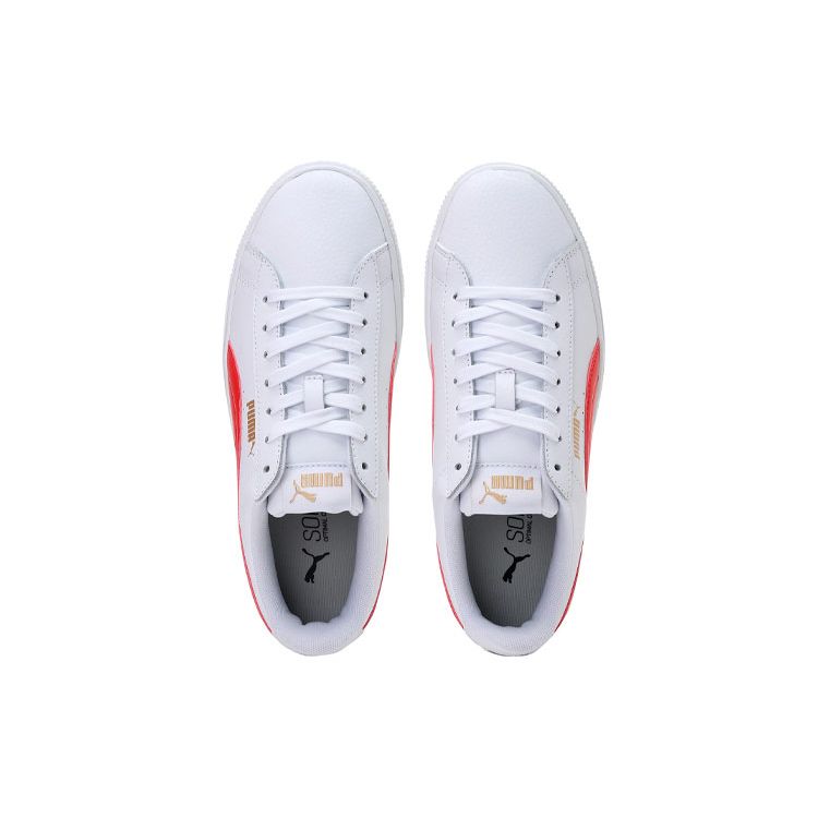 Puma Vikky Stacked Lightweight Durable Low-Top Thick Sole Casual Sneakers Women Sneakers White Red 369143-13