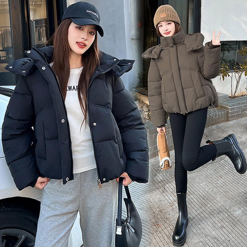 Women’s Short Hooded Windproof Thicken Warm Winter Jacket With Raglan Sleeves