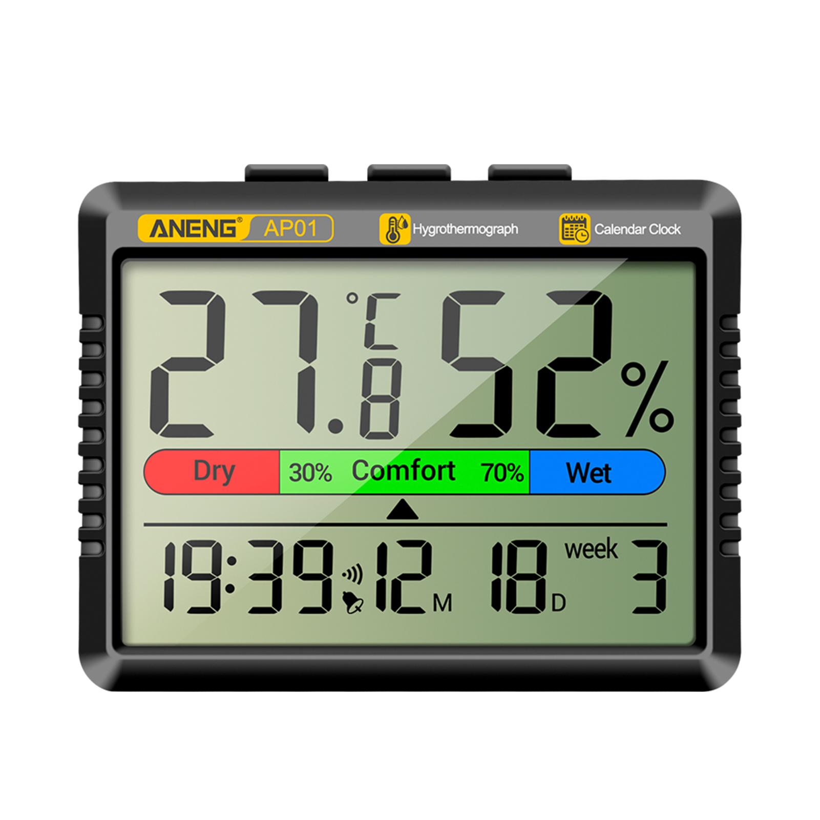 

Термометр-гигрометр Многофункциональный перезаряжаемый измеритель температуры и влажности Функция будильника type 1 No battery чёрный