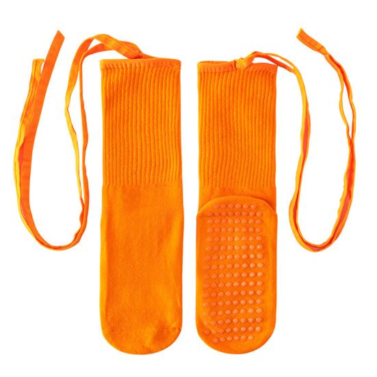 Yoga Pilates Socks with Grips for Women Non-Slip Tie-up Ankle Socks Grippy Lace-up Crew Socks for Barre Ballet Dance