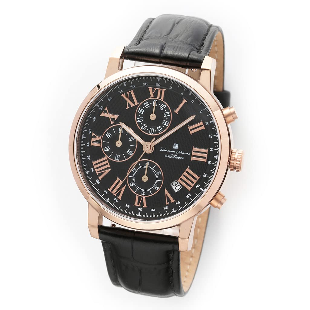 

Genuine Salvatore Marra Watch Salvatore Mara Daily Waterproof Date Display Leather Belt PGBK SM22103-PGBK [Item]