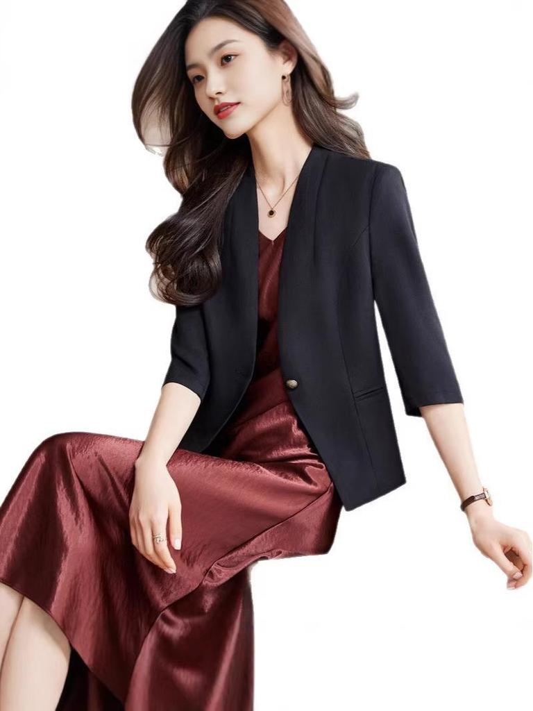 Women's High-End Acetate Satin Summer Blazer Set