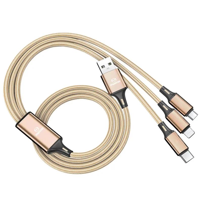 

2025 Hot Car Logo 3 In 1 USB Type C Charger Cord Multi Port Micro Cable For Mazda 2 3 6 5 Atenza CX3 CX5 MX5 CX7 Axela CX30 CX90