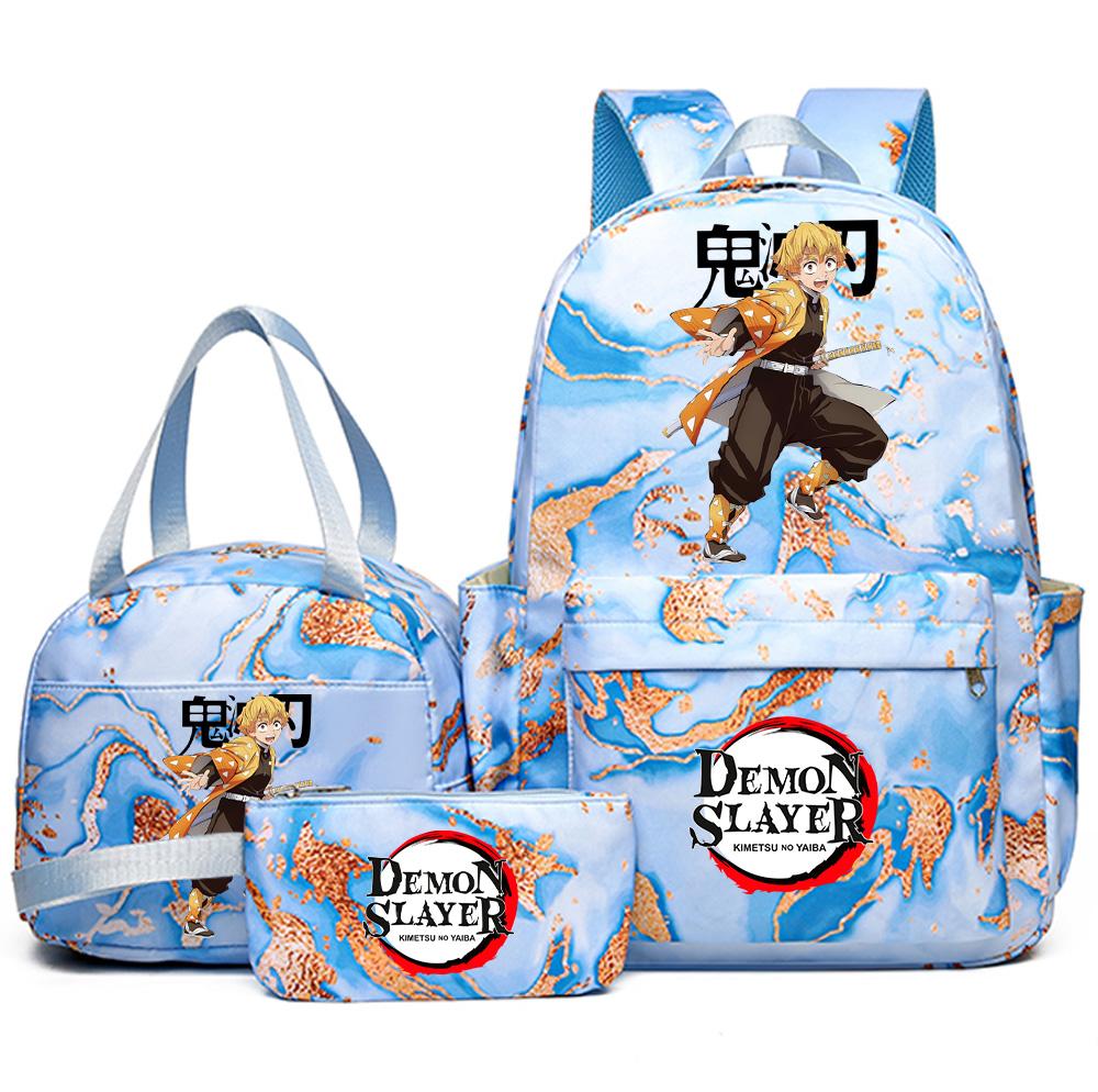 3Pcs/set Anime Demon Slayer Printed Backpack Handbag Pencil Case for Teenager Student Girl Boy Bookbag Schoolbag Large Capacity Waterproof Travel Bag