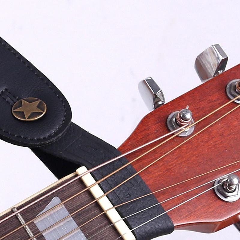 Tracolla per Chitarra Rimovibile Fascia Antiscivolo Cinghia per Chitarra Acustica Elettrica a Corde d'Acciaio Basso Bottone di Fissaggio Cinghie per Manico Marrone Nero ZYF