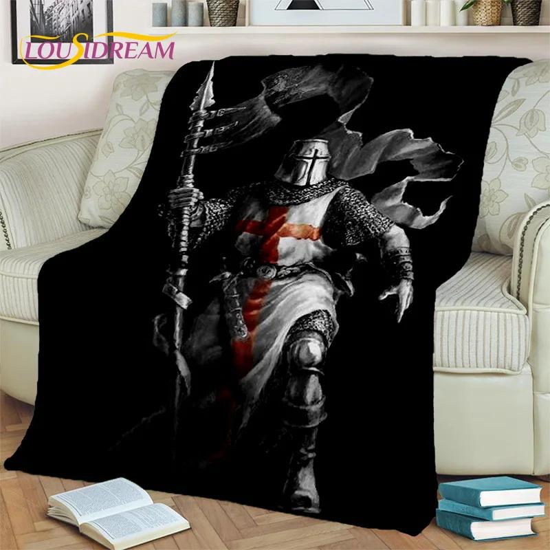 Cartoon Templar Cavalier Knight Crusaders Blanket,Soft Throw Blanket for Home Bedroom Bed Sofa Picnic Travel Office Blanket Kids