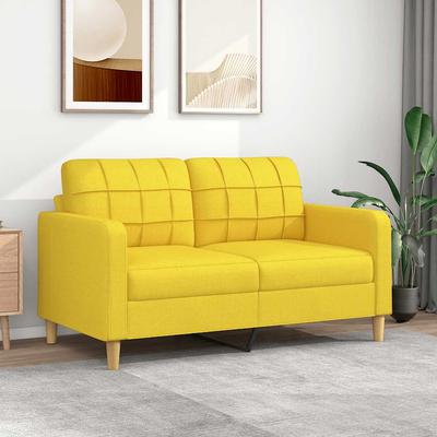 Vidaxl 2-Seater Sofa, Light Yellow, 140 Cm, Upholstered In Fabric