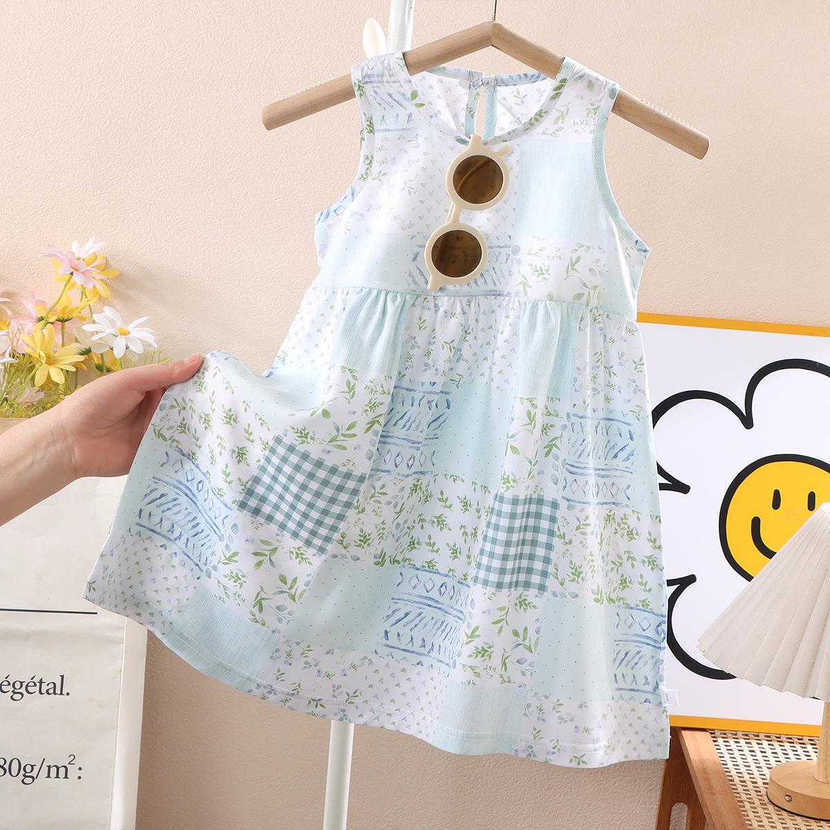 

Стильное летнее платье без рукавов с цветочным принтом для девочек - Милая принцессная ночная сорочка 110cm