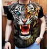 Fierce Tiger Animal Pattern Men's T-Shirts Short Sleeve 3D Animal Printed Trend Street Tee Oversized T Shirt Men Clothing Tops