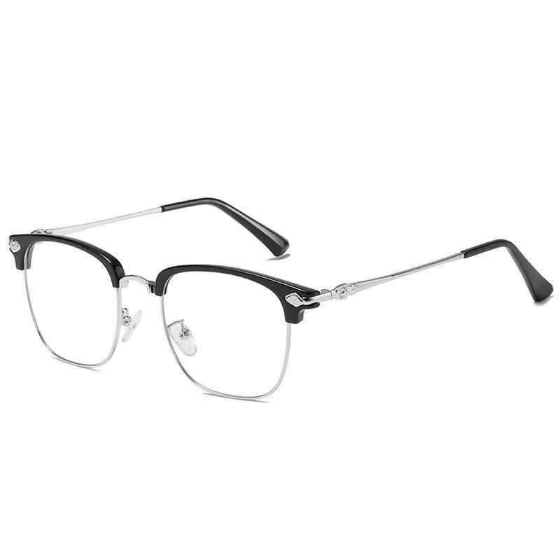 New Metal Half Frame Reading Glasses Anti-Blue Light Square HD Vision for Elderly Business Men Women Fashion Presbyopic Eyewear