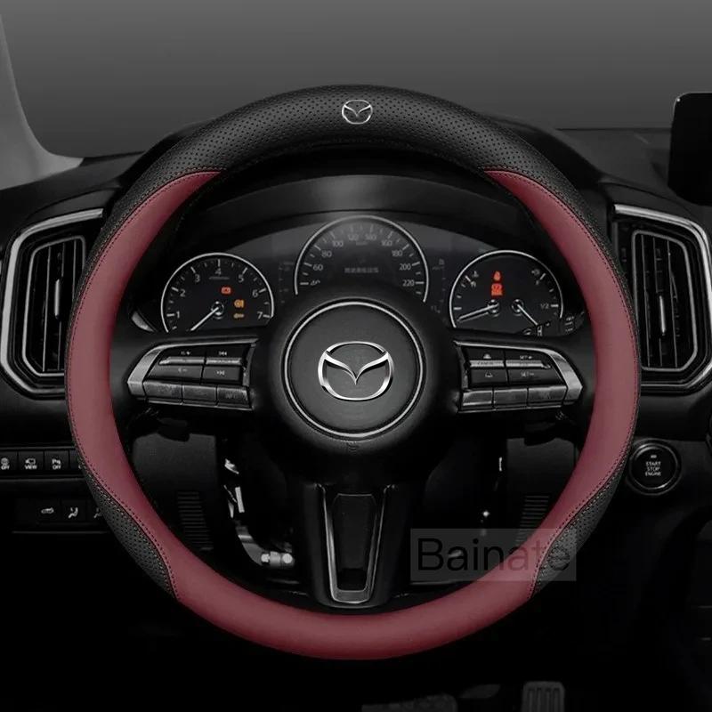 For Mazda 3 5 6 SKYACTIV Axela Atenza CX30 CX50 CX5 CX7 CX8 CX9 MX5 RX8 BT50 Suede Leather Car Steering Wheel Cover Accessories