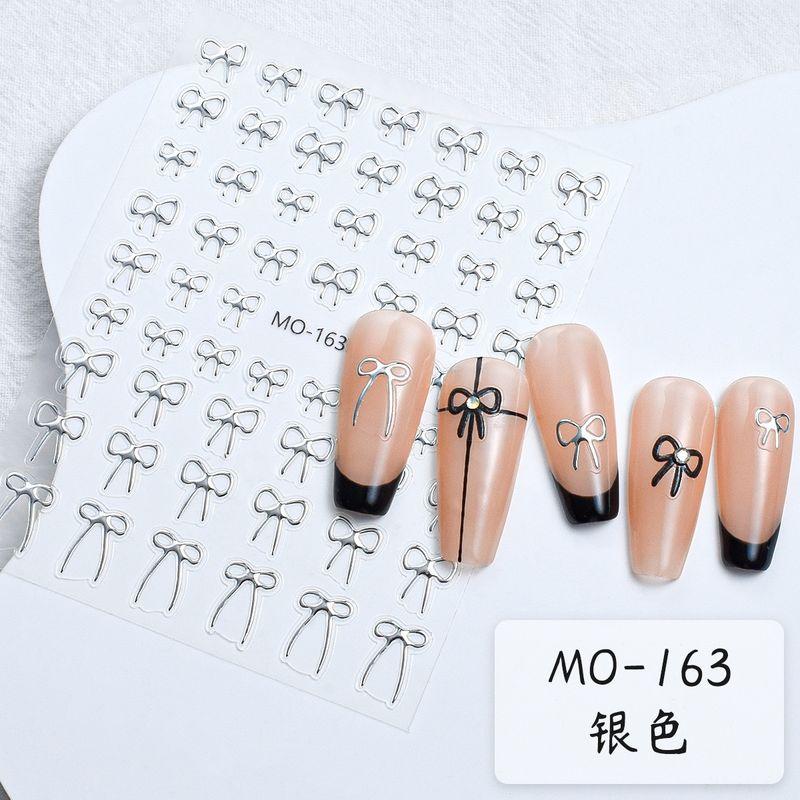 

Pink Bright Crystal Small Bowknot Nail Sticker Tomoni Cute Three-Dimensional Diamond Retro Nail Back Glue MO silver Bows