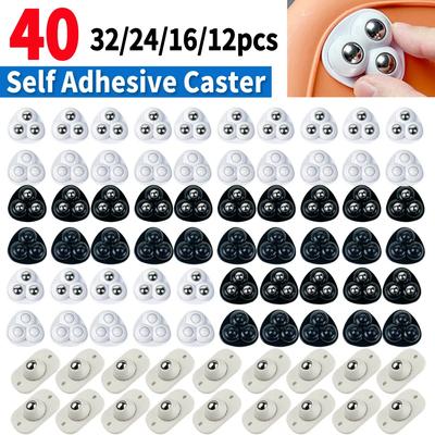 4pcs Sticky Swivel Pulley 360 Degree Free Rotation Rolling Caster Pulleys No Noise for Trash Can Bottom Kitchen Small Appliances