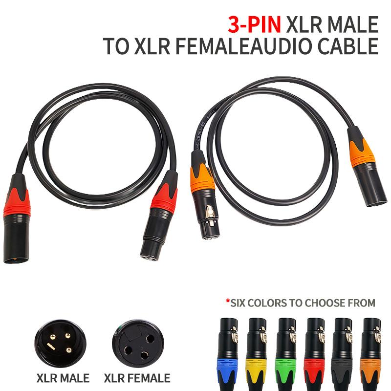 XLR Microphone Cable 3-Pin Male to Female 50cm 1m 2m 3m 5m 10m Balanced Audio Cable for Mic Speaker Amplifier PA System