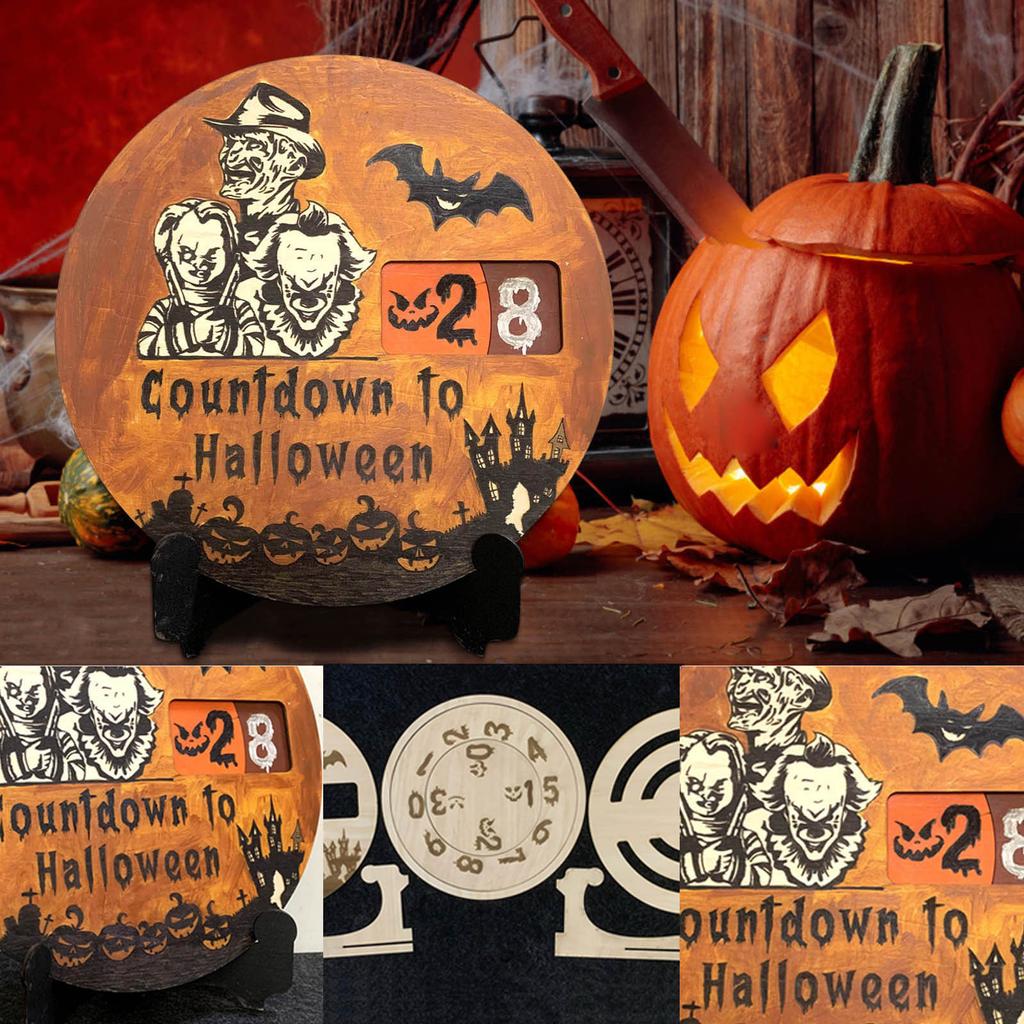 2023 Halloween Advent Calendar,Wooden Desk Countdown Calendar To Halloween,Home Table Decorations Halloween Gifts