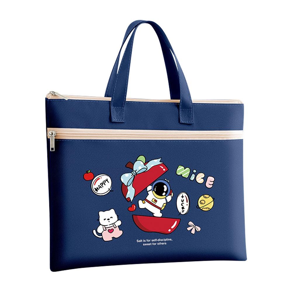 

Двухслойная школьная сумка-тоут, холщовая сумка для файлов, симпатичная сумка для файлов формата А4, учебные принадлежности тёмно-синий
