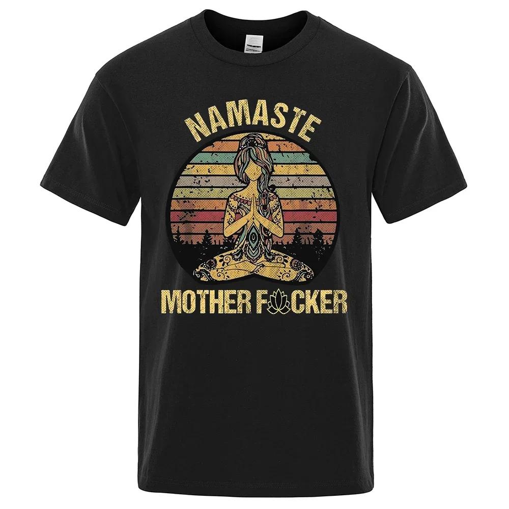 Vintage Namaste Mother Explicit Funny Tričko Tričko Pánské Tričko Dámská Bavlna Trička Topy Volné Krátké Rukávy Oversized Oblečení