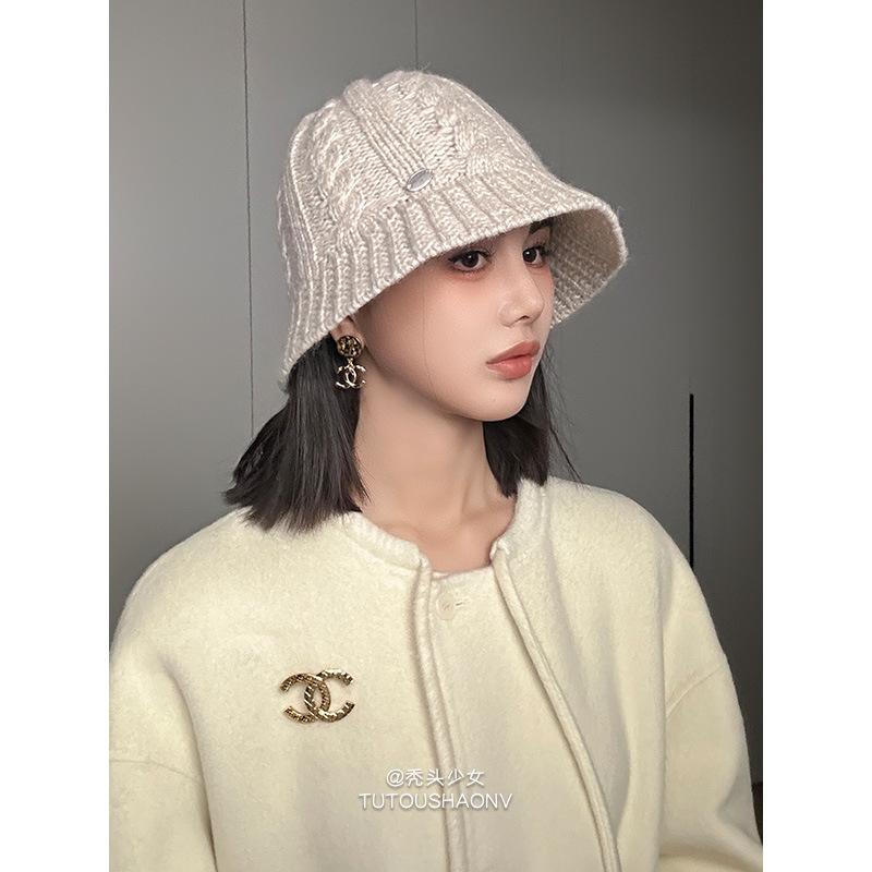 

Bald Girl~ Casual Versatile Premium Fisherman Hat Children s Season Warm Face Small Wool Knitted Basin Hat M（56-58cm） бежевий
