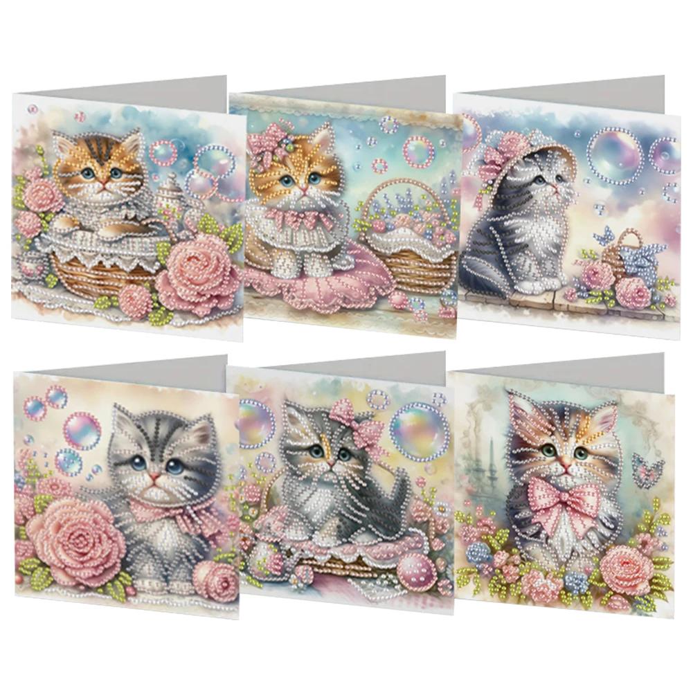 6Pcs Ballet Animals Faith Diamond Mosaic Festival Gift Cards Rinestone Embroidery Arts Craft Cards Kit Birthday Gift for Friend