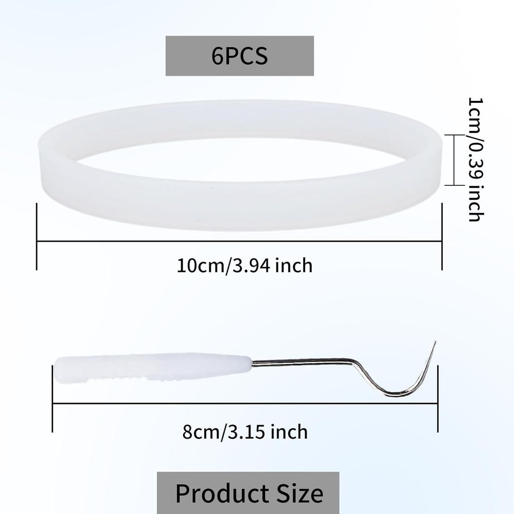 6pcs 3.94 Inch Rubber Sealing Ring Gaskets + 1 Hook for Nutri Ninja Blender, Silicone O-Ring Replacement for Ninja Auto-iQ Pro Extractor CT680