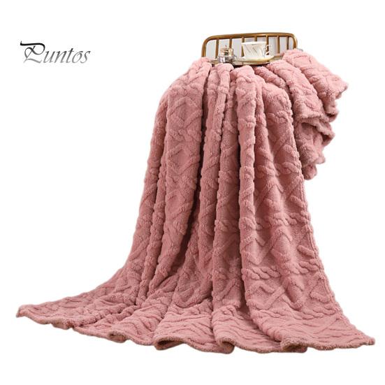 Nap Throw Blanket Double-sided Solid Color Thick Plush Three-Dimensional Embossing Machine Washable Office Home Bed Sofa Travel Cozy Warm Winter