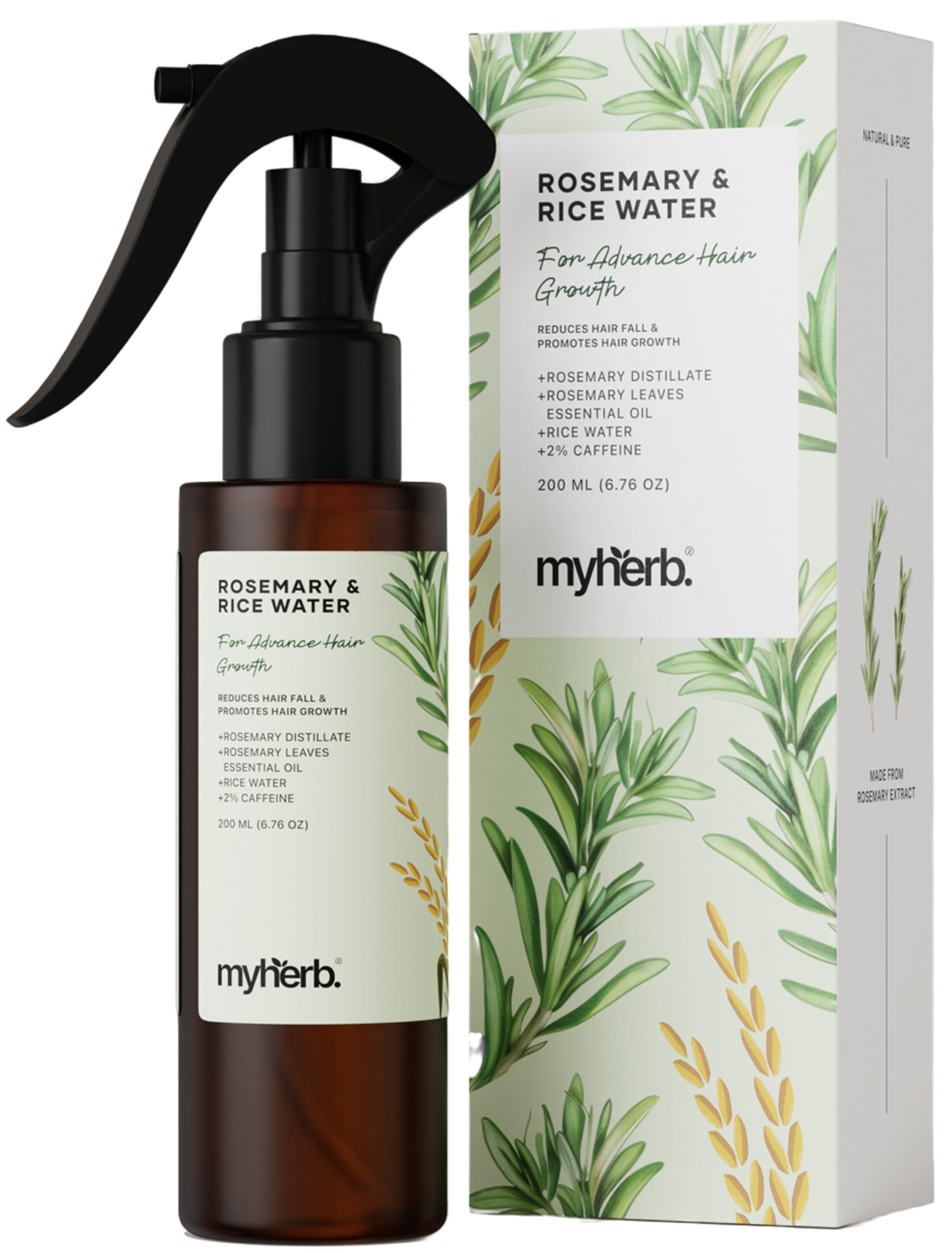 MYHERB Розмариновая вода для волос (200 мл) | 100% Чистый Натуральный И Оригинальный | Мист Для Волос С Розмарином | Спрей Для Волос Для Роста, Помогает Уменьшить Выпадение Волос, Ст