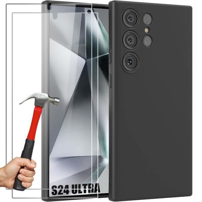 Coque Silicone - Samsung - Galaxy S24 Ultra - Antichoc - Anti-Rayures - 2 Verres Trempés