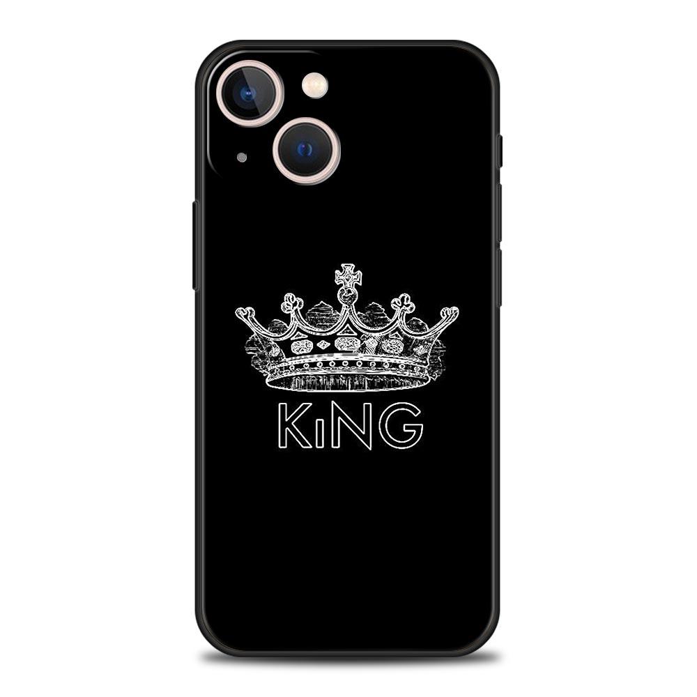 Phone Case For Apple iPhone 11 15 14 Pro MAX 12 13 7 8 Plus X XR XS MAX SE Cover Funda Couple Style Cartoon Crown King Queen