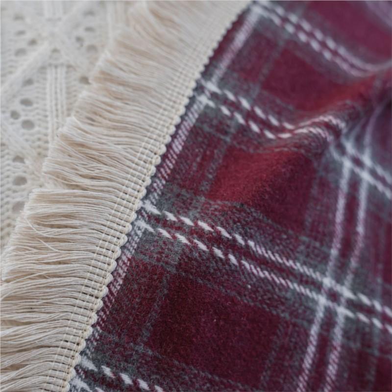 Green Plaid Tweed Fabric Sofa Throw Bedspread Window Seat Mat Table Cloth Washable Non-Slip Dust-Proof Frech Style Home Decor