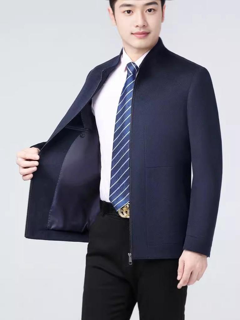 Men's Wool Coat - 2026 Stand Collar, Casual Business Style, Thick, for Middle-aged & Dad's Wear