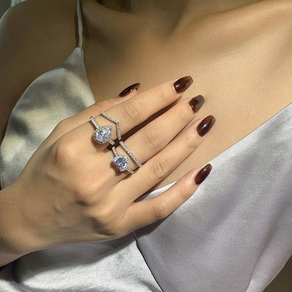 Tancise Women Classic 925 Sterling Silver Zirkónový prsteň Dámske šperky Svadobný prísľub Darček na párty