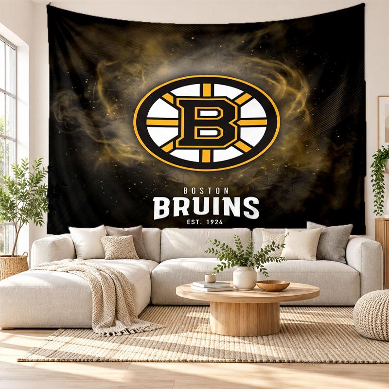 Boston Bruins Wall Tapestry, Soft Fabric Wall Hanging, Decorative Backdrop For Bedroom Home Wall Art