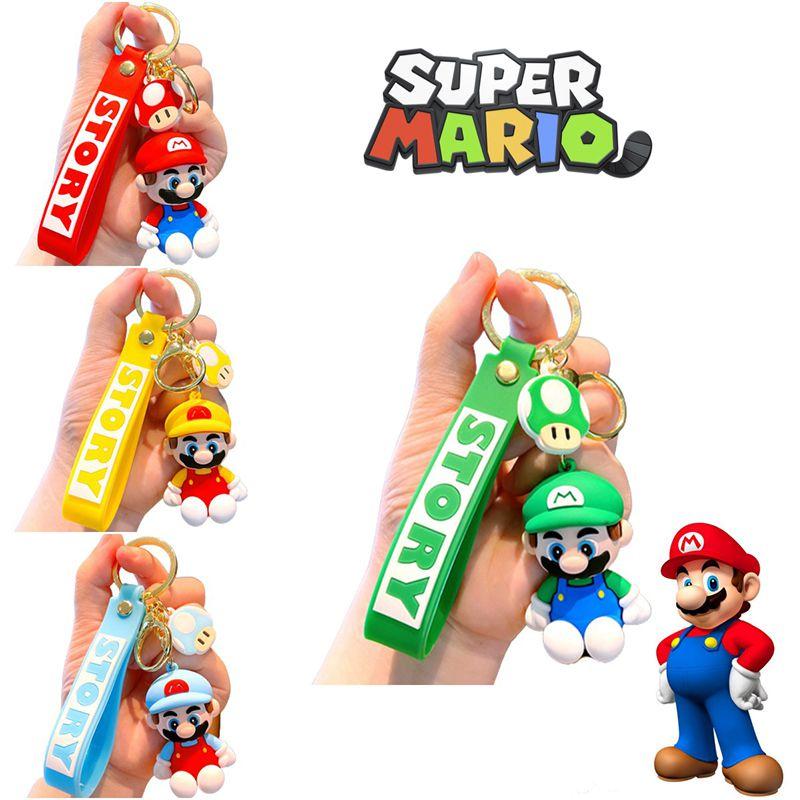Keychain Mario Super Toy Cartoon Key Ring Bag Pendant Doll Kids Gifts Decorate
