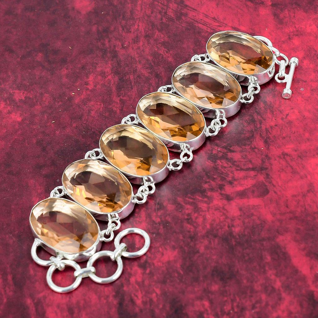 Faceted Morganite Gemstone Handmade Bracelet , 925 Solid Sterling Silver Adjustable Chain Bracelet ,Dainty Jewelry For Gift