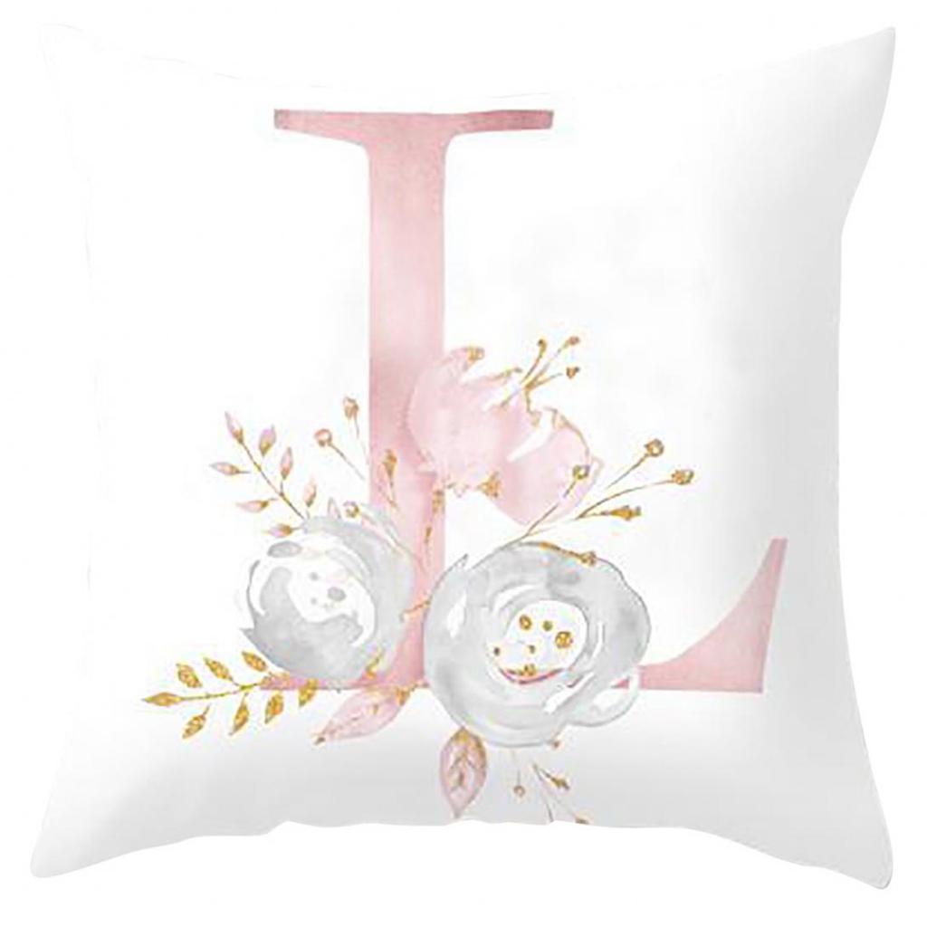 Orion English Alphabet Floral Print Pillow Case Waist Cushion Cover Wedding Bed Decor