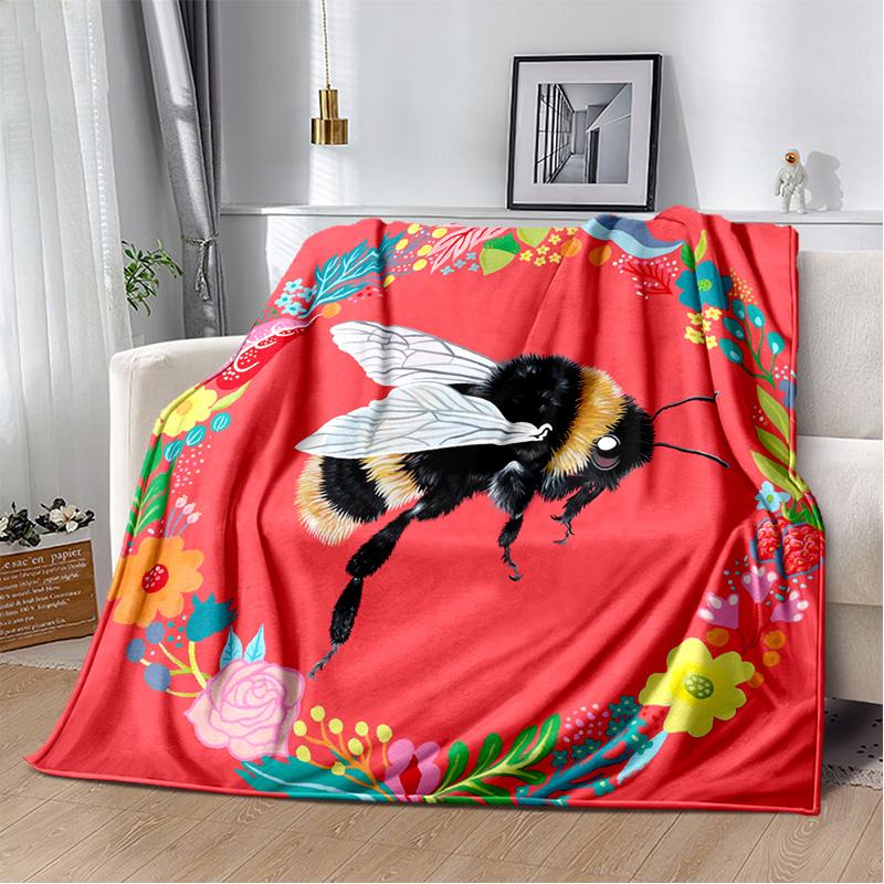 3D Honey Bee Insect Cartoon Soft Plush Blanket,Flannel Blanket Throw Blanket for Living Room Bedroom Bed Sofa Picnic Cover Kids