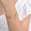 Personalized Engrave ID Name Custom Bracelet for Women Girl, Initial A-Z Letter Alphabet Pendant Stainless Steel Jewelry Gift