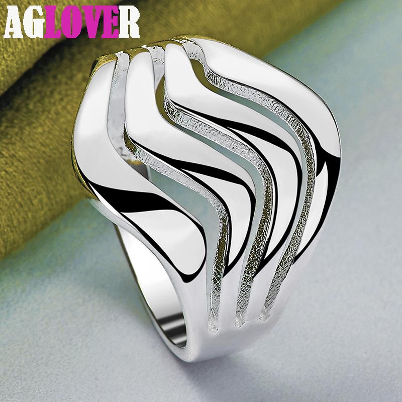 925 Sterling Silver Four Lines Smooth Ring Jewelry