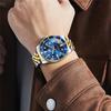 Gold Silver Popular Waterproof Olevs Watch Blue Analog Quartz Business Watch Blue Stylish Stainless Steel Watch Date Simple Large Dial Watch Fashion