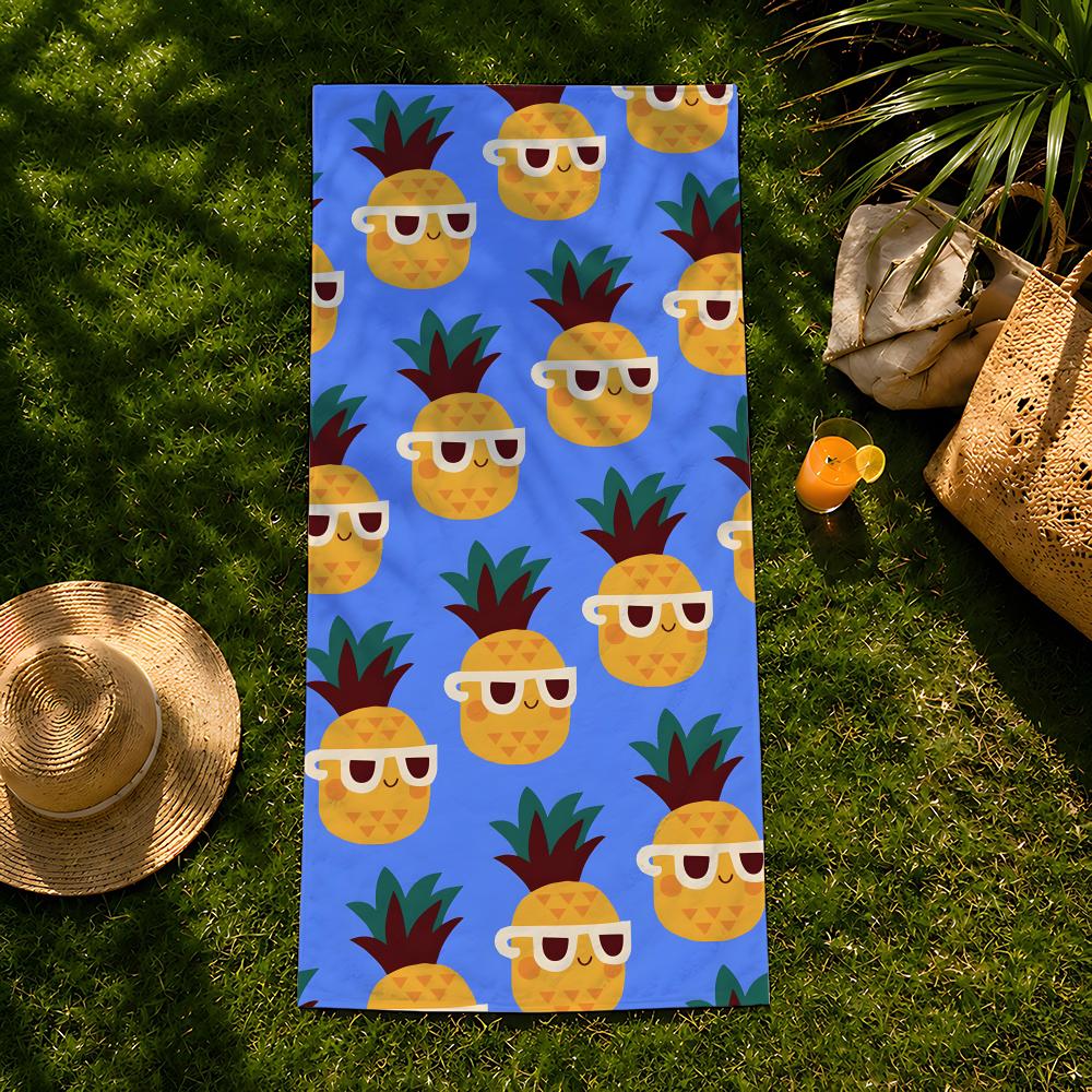 Prosop de plajă P-Pineapple Food, prosop de baie absorbant cu uscare rapidă pentru înot, sală de sport, camping, exterior