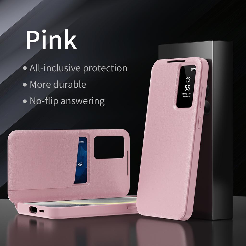 Flip Case for Samsung Galaxy S26 Ultra S25 S24 S23 S22 Plus FE , Smart Window S View PU Leather Card Holder Wallet Cover