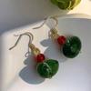 2024 Yang Mi Inspired Chinese Retro Green Ear Hook Earrings - Elegant & Versatile Design for Women