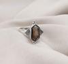 Smoky Quartz Sterling Silver Ring: Hexagon Gemstone, Boho Jewelry