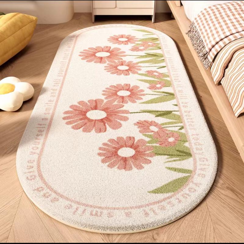 Premium Feel Long Faux Cashmere Bedside Rugs Bedroom Girls Kids Room Cozy Non-Slip Rugs